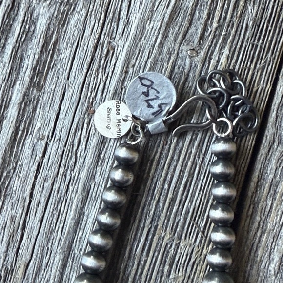 Rose Martin Navajo Sterling Silver Handmade Stamped Pearls Bead Necklace 22 inch - Picture 11 of 12